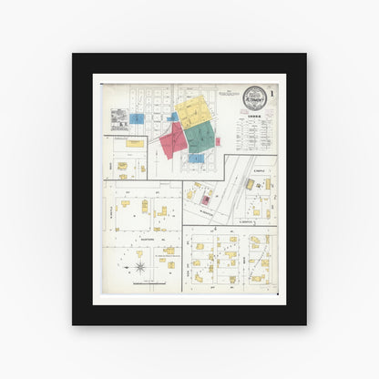 Old map wall art mockup — black gallery frame with white mat — Sanborn Fire Insurance Map from Altamont, Effingham County, Illinois (1906) - Complete Map Set