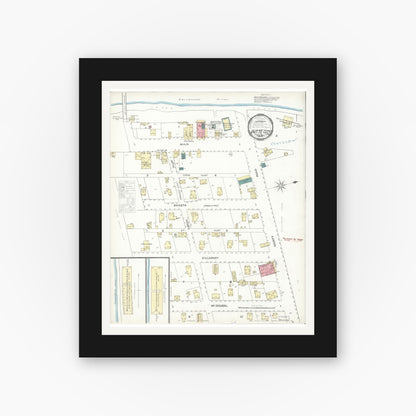 Old map wall art mockup — black gallery frame with white mat — Sanborn Fire Insurance Map from Butte City, Glenn County, California (1897), Sheet #0001