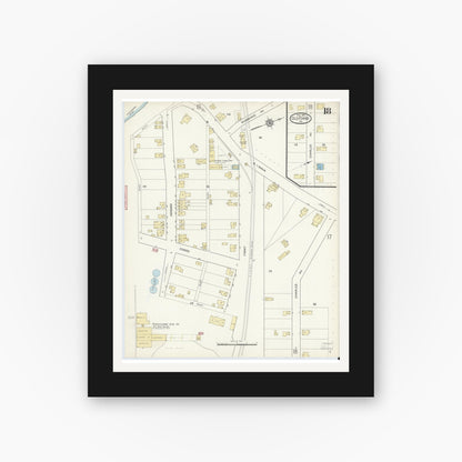 Old map wall art mockup — black gallery frame with white mat — Sanborn Fire Insurance Map from Old Forge, Lackawanna County, Pennsylvania (1914), Sheet #0018