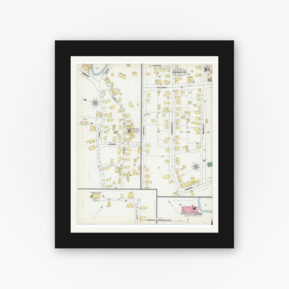 Old map wall art mockup — black gallery frame with white mat — Sanborn Fire Insurance Map from Marblehead, Essex County, Massachusetts (1901), Sheet #0010