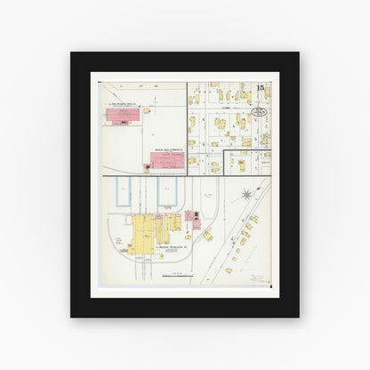 Old map wall art mockup — black gallery frame with white mat — Sanborn Fire Insurance Map from Lorain, Lorain County, Ohio (1900), Sheet #0015