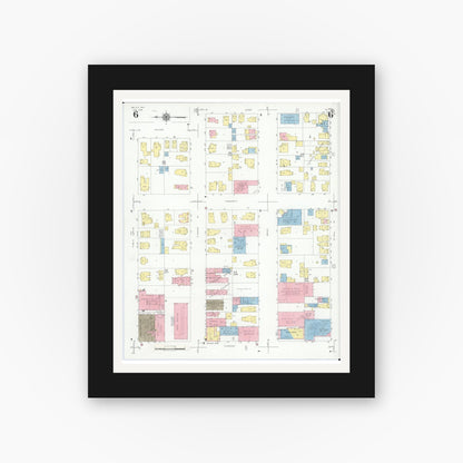 Old map wall art mockup — black gallery frame with white mat — Sanborn Fire Insurance Map from Beloit, Rock County, Wisconsin (1939), Sheet #0006