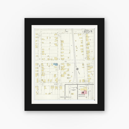 Old map wall art mockup — black gallery frame with white mat — Sanborn Fire Insurance Map from Mayfield, Lackawanna County, Pennsylvania (1912), Sheet #0003