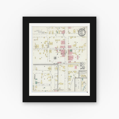Old map wall art mockup — black gallery frame with white mat — Sanborn Fire Insurance Map from Franklin, Independent Cities, Virginia (1891) - Complete Map Set