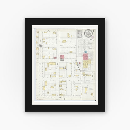 Old map wall art mockup — black gallery frame with white mat — Sanborn Fire Insurance Map from Rockland, Ontonagon County, Michigan (1902) - Complete Map Set
