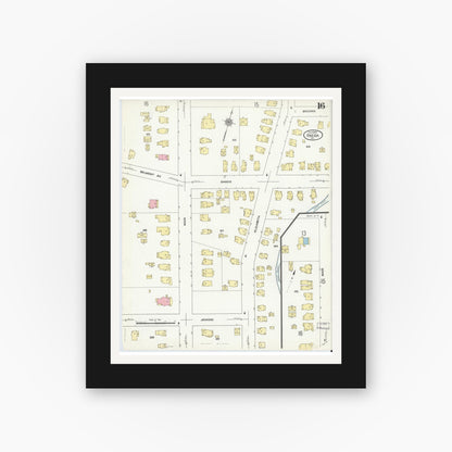 Old map wall art mockup — black gallery frame with white mat — Sanborn Fire Insurance Map from Oneida, Madison County, New York (1909), Sheet #0016