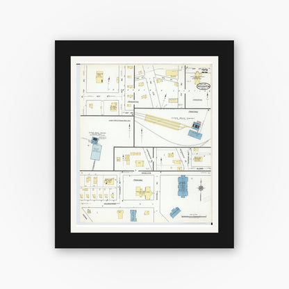 Old map wall art mockup — black gallery frame with white mat — Sanborn Fire Insurance Map from Houghton, Houghton County, Michigan (1917), Sheet #0022