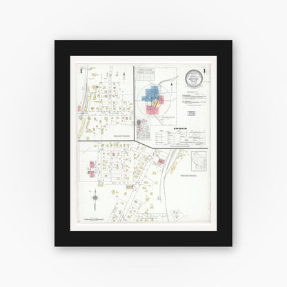Old map wall art mockup — black gallery frame with white mat — Sanborn Fire Insurance Map from Westby, Vernon County, Wisconsin (1938) - Complete Map Set