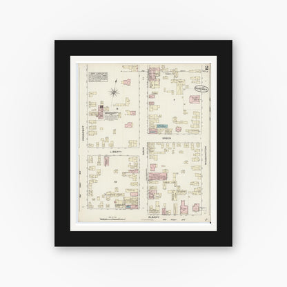 Old map wall art mockup — black gallery frame with white mat — Sanborn Fire Insurance Map from Herkimer, Herkimer County, New York (1884) - Complete Map Set