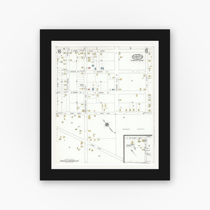 Old map wall art mockup — black gallery frame with white mat — Sanborn Fire Insurance Map from Hammonton, Atlantic County, New Jersey (1923), Sheet #0006