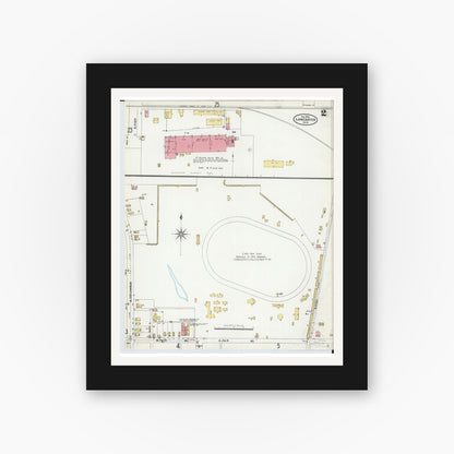 Old map wall art mockup — black gallery frame with white mat — Sanborn Fire Insurance Map from Lancaster, Fairfield County, Ohio (1904), Sheet #0002