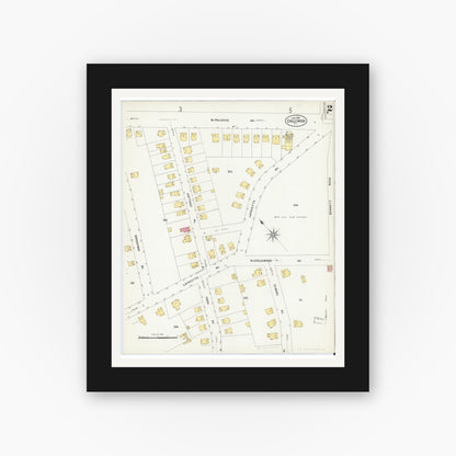 Old map wall art mockup — black gallery frame with white mat — Sanborn Fire Insurance Map from Englewood, Bergen County, New Jersey (1908) - Complete Map Set