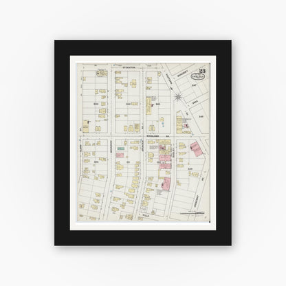 Old map wall art mockup — black gallery frame with white mat — Sanborn Fire Insurance Map from Chelsea, Suffolk County, Massachusetts (1889), Sheet #0023