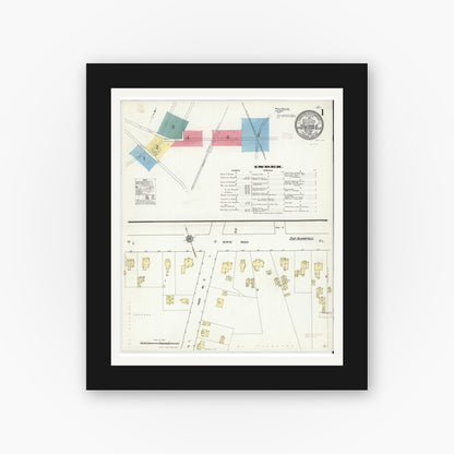 Old map wall art mockup — black gallery frame with white mat — Sanborn Fire Insurance Map from Holcomb, Ontario County, New York (1909) - Complete Map Set