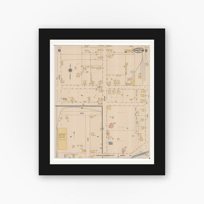 Old map wall art mockup — black gallery frame with white mat — Sanborn Fire Insurance Map from Georgetown, Brown County, Ohio (1922), Sheet #0006