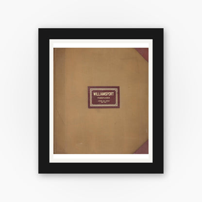 Old map wall art mockup — black gallery frame with white mat — Sanborn Fire Insurance Map from Williamsport, Lycoming County, Pennsylvania (1950), Sheet #0001