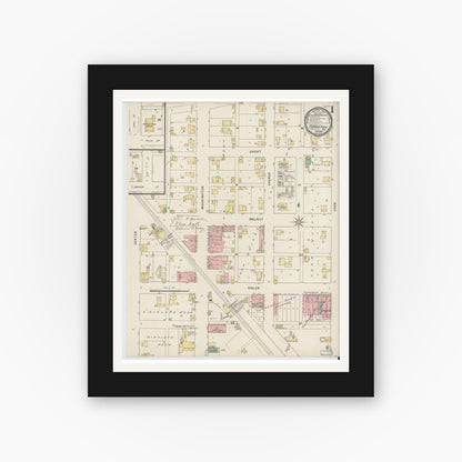Old map wall art mockup — black gallery frame with white mat — Sanborn Fire Insurance Map from Frankton, Madison County, Indiana (1895) - Complete Map Set