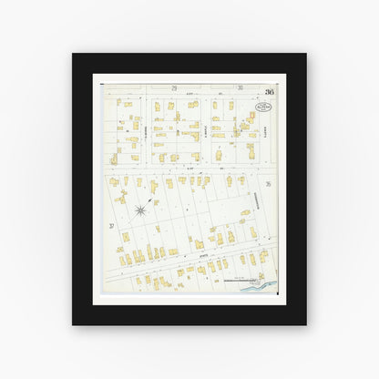 Old map wall art mockup — black gallery frame with white mat — Sanborn Fire Insurance Map from Alpena, Alpena County, Michigan (1901), Sheet #0036