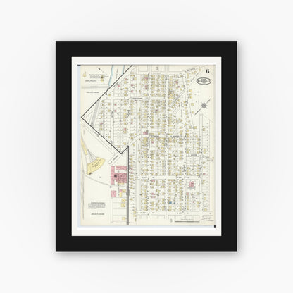 Old map wall art mockup — black gallery frame with white mat — Sanborn Fire Insurance Map from Nelsonville, Athens County, Ohio (1914), Sheet #0006