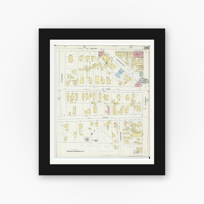 Old map wall art mockup — black gallery frame with white mat — Sanborn Fire Insurance Map from Alpena, Alpena County, Michigan (1895), Sheet #0026