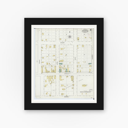 Old map wall art mockup — black gallery frame with white mat — Sanborn Fire Insurance Map from Barron, Barron County, Wisconsin (1894), Sheet #0003