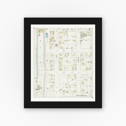 Old map wall art mockup — black gallery frame with white mat — Sanborn Fire Insurance Map from Lockport, Will County, Illinois (1897), Sheet #0007