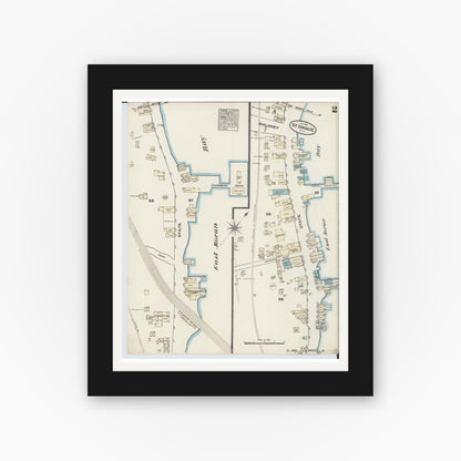 Old map wall art mockup — black gallery frame with white mat — Sanborn Fire Insurance Map from Saint Ignace, Mackinac County, Michigan (1884), Sheet #0002