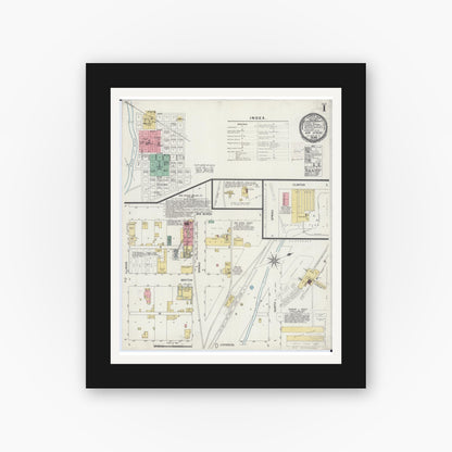 Old map wall art mockup — black gallery frame with white mat — Sanborn Fire Insurance Map from New Athens, Saint Clair County, Illinois (1900) - Complete Map Set