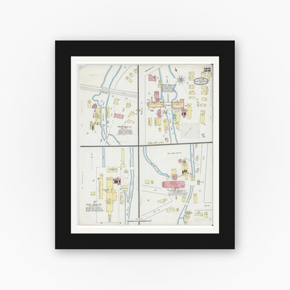 Old map wall art mockup — black gallery frame with white mat — Sanborn Fire Insurance Map from Pittsfield, Berkshire County, Massachusetts (1895), Sheet #0022
