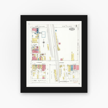Old map wall art mockup — black gallery frame with white mat — Sanborn Fire Insurance Map from Eagle Grove, Wright County, Iowa (1921), Sheet #0005