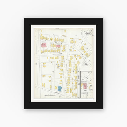 Old map wall art mockup — black gallery frame with white mat — Sanborn Fire Insurance Map from Passaic, Passaic County, New Jersey (1903), Sheet #0022