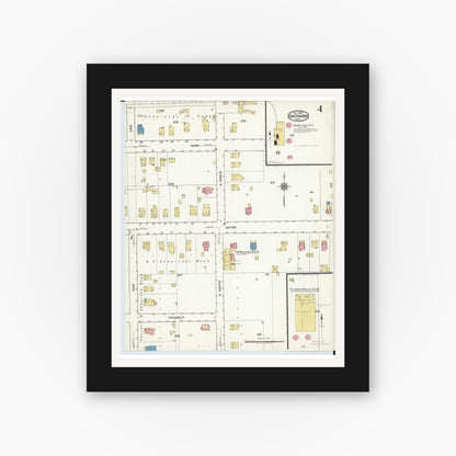 Old map wall art mockup — black gallery frame with white mat — Sanborn Fire Insurance Map from Oak Harbor, Ottawa County, Ohio (1920), Sheet #0004