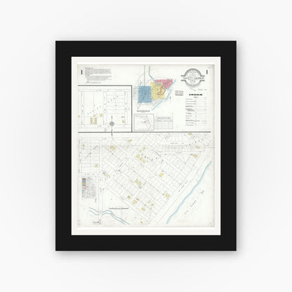 Old map wall art mockup — black gallery frame with white mat — Sanborn Fire Insurance Map from Safety Harbor, Pinellas County, Florida (1933) - Complete Map Set