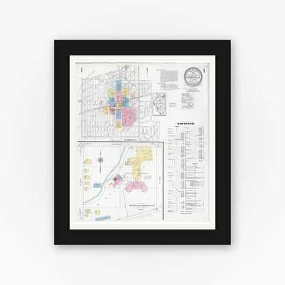 Old map wall art mockup — black gallery frame with white mat — Sanborn Fire Insurance Map from Hinsdale, Du Page And Cook Counties, Illinois (1927) - Complete Map Set