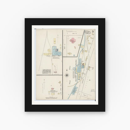Old map wall art mockup — black gallery frame with white mat — Sanborn Fire Insurance Map from Beloit, Rock County, Wisconsin (1884), Sheet #0005