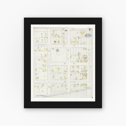 Old map wall art mockup — black gallery frame with white mat — Sanborn Fire Insurance Map from Onalaska, La Crosse County, Wisconsin (1894), Sheet #0002