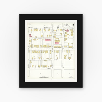 Old map wall art mockup — black gallery frame with white mat — Sanborn Fire Insurance Map from Coaldale, Schuylkill County, Pennsylvania (1923), Sheet #0003