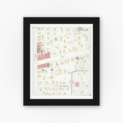 Old map wall art mockup — black gallery frame with white mat — Sanborn Fire Insurance Map from Bronson, Branch County, Michigan (1916), Sheet #0002