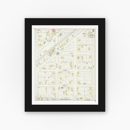 Old map wall art mockup — black gallery frame with white mat — Sanborn Fire Insurance Map from Catlin, Vermilion County, Illinois (1899), Sheet #0002