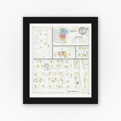 Old map wall art mockup — black gallery frame with white mat — Sanborn Fire Insurance Map from Macon, Macon County, Illinois (1899) - Complete Map Set