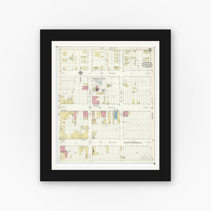 Old map wall art mockup — black gallery frame with white mat — Sanborn Fire Insurance Map from Cass Lake, Cass County, Minnesota (1913), Sheet #0003