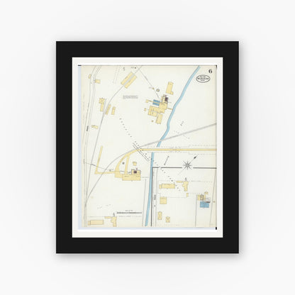 Old map wall art mockup — black gallery frame with white mat — Sanborn Fire Insurance Map from Munising, Alger County, Michigan (1906), Sheet #0006