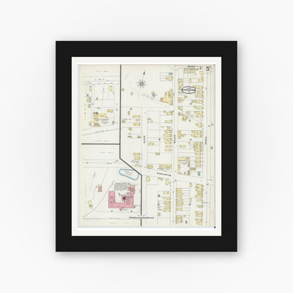 Old map wall art mockup — black gallery frame with white mat — Sanborn Fire Insurance Map from Bordentown, Burlington County, New Jersey (1897), Sheet #0005