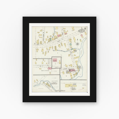 Old map wall art mockup — black gallery frame with white mat — Sanborn Fire Insurance Map from Unadilla, Otsego County, New York (1897), Sheet #0003