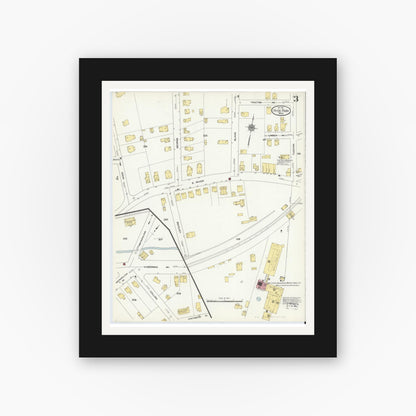 Old map wall art mockup — black gallery frame with white mat — Sanborn Fire Insurance Map from Hyde Park, Norfolk County, Massachusetts (1911), Sheet #0003