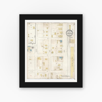 Old map wall art mockup — black gallery frame with white mat — Sanborn Fire Insurance Map from Germantown, Glenn County, California (1930), Sheet #0001