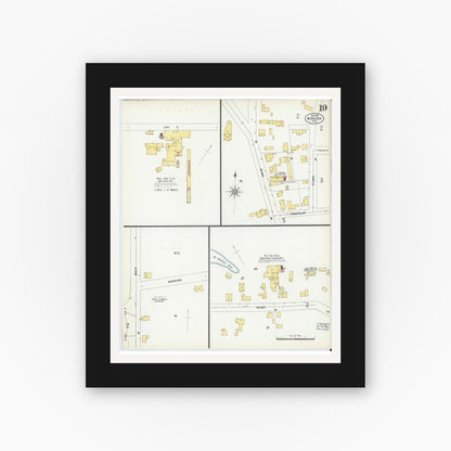 Old map wall art mockup — black gallery frame with white mat — Sanborn Fire Insurance Map from Woburn, Middlesex County, Massachusetts (1899), Sheet #0019