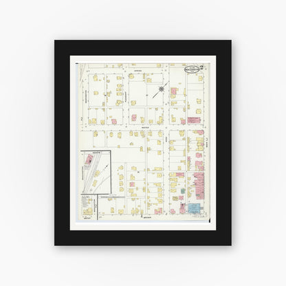 Old map wall art mockup — black gallery frame with white mat — Sanborn Fire Insurance Map from New Lexington, Perry County, Ohio (1909), Sheet #0002