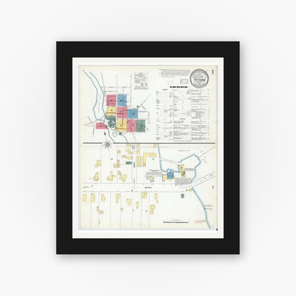 Old map wall art mockup — black gallery frame with white mat — Sanborn Fire Insurance Map from Potsdam, St. Lawrence County, New York (1909) - Complete Map Set