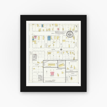 Old map wall art mockup — black gallery frame with white mat — Sanborn Fire Insurance Map from Bristol, Elkhart County, Indiana (1917) - Complete Map Set